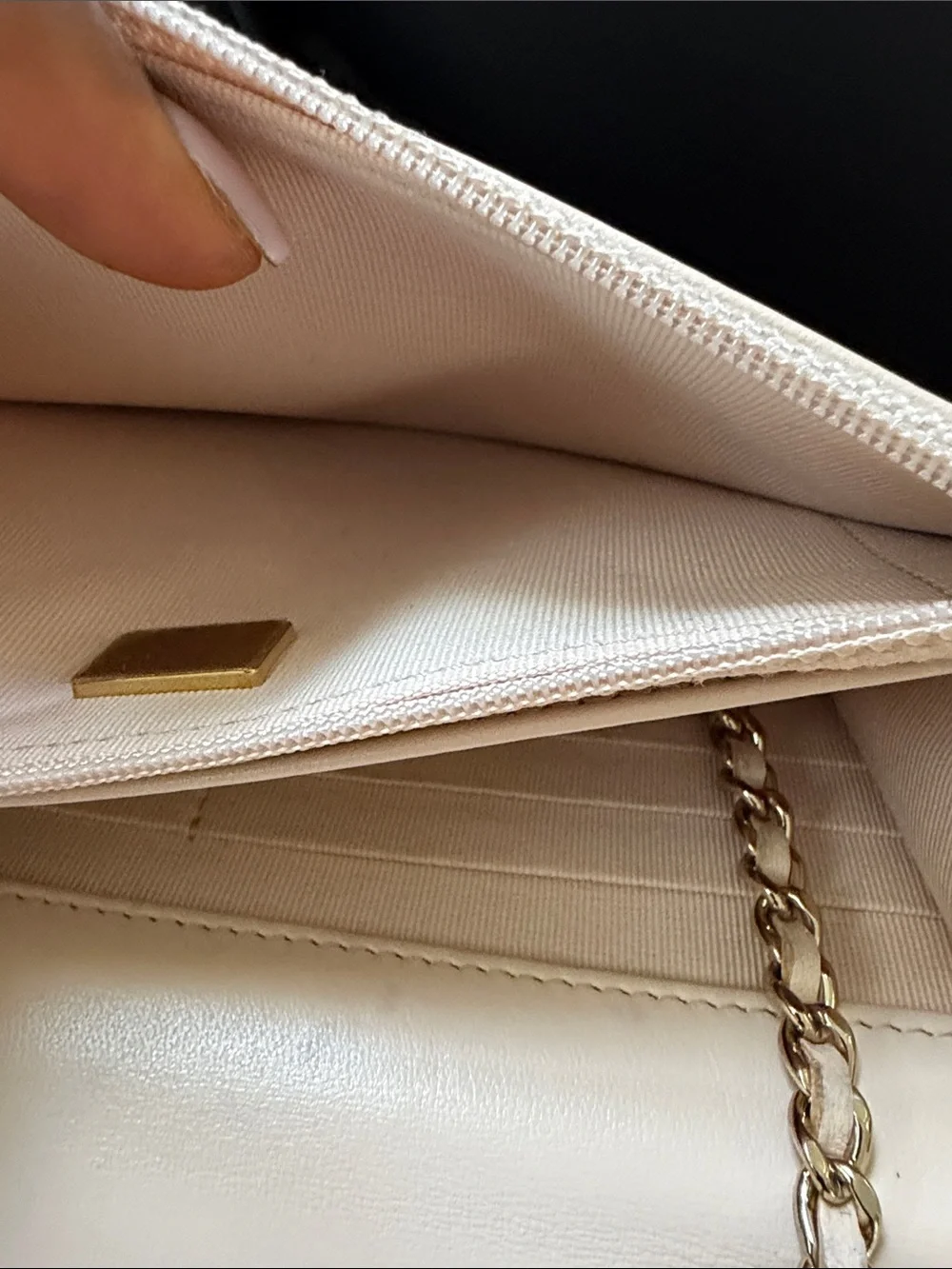 CHANEL Quilted lamb skin beige O- mini Bag with Gold Hardware